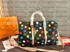 Yayoi Kusama 23ss Dots Duffel Bag Designer X YK KEEP 45 Borsa a mano dipinta a pois Tutti FIORI PSICHEDElici Stampa Borsa a tracolla di lusso 269N