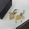 Hoop Crystal Rhinestone Wheat Ear Pendant Earrings Dazzling 18k Gold-Plated Luxury Earrings Fashion Brand Double Partes Wedding Party Gift Jewelry With Box