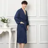 Vêtements de nuit pour femmes et hommes, Robe de Spa pour la maison, vêtements de nuit en coton chinois, couleur unie, Kimono, peignoir, vêtements de nouveauté