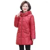 Women's Trench Coats Winter Womens Jacket Hooded Solid Cotton Padded Middle-aged Woman Parkas High Quality Ladies And Jackets