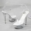 Sandaler sexiga superhöga klackar bra med vattentät plattform transparent kvinnors toffel för kvinnor