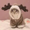 Dog Apparel Pet Reindeer Cosplay Halloween Christmas Elk Moose Costume Puppy Hoodie Coat Jacket Clothes Coral Velvet Fleece Jumpsuit