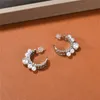 European/American Fashion Design Half-Circle C-Shaped Pearl Earrings S925 Silver Needle Temperament All-Match New Jewelry