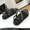 Summer Open Toe Thick Bottom One-way Button Sandals Women's Korean Version Versatile Casual Flat Beach Roman Sandals 230209