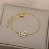 Bransoletka Bangle Butterfly dla kobiet słodka lśniący kolorowy cyrkon ze stali nierdzewnej urocza biżuteria z akcesorium zwierząt boho