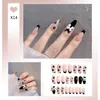 False Nails 24Pcs/Box Charming Pink Flame Short Ballet Wearable Fake Press On Square Head Full Cover Detachable Finished FingernailsFalse