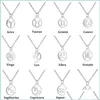 Hanger kettingen roestvrij staal 12 dierenrieme sterrenbeeld voor vrouwen mannen ronde vorm sier kleur trendy lange ketting ketting sieraden dr dhmwh