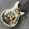 Lvybest Electric Guitar Flamed Maple Top HH Pickups Gold Hardware Dragon Body Printing