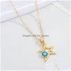 Hangende kettingen groothandel creatieve geometrische kruis holle blauwe ogen sleutelbeen ketting ketting duivels oog drop levering juwelen dhgarden dho8x