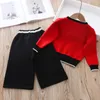 Clothing Sets Children's Winter Korean Baby Girl Cute Solid Color Long Sleeve Two Piece Suit 230206