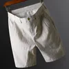 Heren shorts minglu linnen zomers mannelijke luxe ijs zijden ventilatie streep casual heren mode slanke broek maat 36
