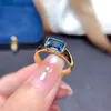 Cluster Rings Est Style Blue Topaz Ring Natural Fine Jewelry For Women Anniversary Gift Real 925 Silver Gold Plated Store Sale