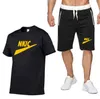 Zomer Heren Trainingspakken Fitness Mode Mannen Casual Sportkleding Pak Oversized Sport Pak Korte Mouw T-shirt Shorts 2 Delige Set