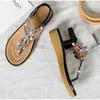 Slippers Fashion Rhinestones Sandals Women's Woman Thick Heels Beach Shoes Casual Flip Flops Ladies Footwear Vintage Breath Light Female Y2302