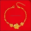 L￤nkkedjan charm armband f￶r kvinnor 24k gult guld blomma armband armband br￶llop smycken tillbeh￶r g￥vor sl￤pp leverans dhcej