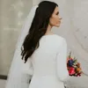 Vestido de noiva Simples vestidos de sereia de cetim modestos mangas longas muçulmanas vestidos de noiva elegantes com casamento de marfim branco marfim