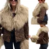 Женские куртки Женская зимняя куртка с длинным рукавом Пушистый леопардовый принт теплые повседневные пальто топы
