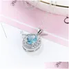 Pendentif Colliers Prix de gros Collier en acier inoxydable Bijoux Saint Valentin Cadeau Bleu Topaz Clavicule Chaîne Femme Drop Dhgarden Dhgsy