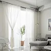 Gordijn gordijn Noordse borduurwerk massief kleuren raamscherm met witte woonkamer slaapkamer vloer