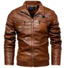 Giacca da uomo in pelle sintetica in pelle da uomo Giacca da uomo in pile invernale da motociclista Giacca da uomo in pelle con colletto alla coreana Giacca a vento casual Ropa De Hombre Cappotto sottile 230207