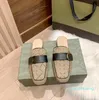 Hochwertige Damen-Halbhausschuhe, klassische Leder-Sandalen mit flachem Boden, Designer-Luxusdruck, Retro-Sandale, Sommermode, Damen-Freizeit-Komfort-Slipper, 74