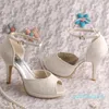 Sandaler Wedopus Peep Toe Platform Ladies Designer Shoes With Ankle Strap High Heel Spets 986545