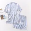 Ubranie etniczne Panie Summer dwuczęściowy Kimono Cotton krótkie szorty japońskie piżamę cienki styl domowy garit parowy Yukata