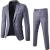 Mens Suits Blazers Formal Pockets Korean Style Buttons Cuff Blazer Pants Men Attractive 230207