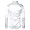 Men's Casual Shirts White Silk Satin Tuxedo Shirt Men Brand Long Sleeve Fitted Mens Dress Shirts Wedding Party Dance Male Casual Shirt Chemise 230207