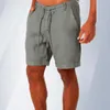 Herren -Shorts Summer Fashion S Leinen Cotton Beach Kurz neue Wild Freizeit lose solide Ladung für Sweatshorts Y2302