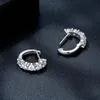 Hoop Huggie U D Color VVS1 EX 925 Sterling Silver Hoop Earrings 5 Stones Sparkling Diamond Platinum Plated Jewelry GRA 230206