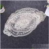 Mats Pads Table European Lace Embroidery Hollow Oval Placemat Antiscald Coffee Bedroom Restaurant Food Fruit Wedding Party Decor D Dhr6Q