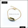 Cadeia de link Cadeia Europeia Color Gold Color genu￭no Cowrie Shell Ajusta ajust￡vel J￳ias elegantes para mulheres aceitos fazendo Drop Deli DH6FH