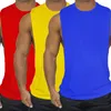 Herrtankstoppar 3 packar vanlig kroppsbyggande topp män sommar bomull mode fitness öppen sida väst muskel träning gym ärmlös skjorta
