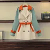 Women's Jackets Clothing Spring 2023 Fat Mm Fashion Splicing Color Contrast Medium Length Slim Tooling Coat Women