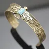 Bangle Vintage Gold Silver Plated Tribal Antique Carve Eagle Bracelets For Women Bangles Pulseiras Cuff American Men Jewelry