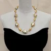 Chains YYGEM Natural Cultured White Freshwater Pearl Teardrop Shape Blue Larimar Gold Color Plated Wrap Necklace 24"