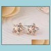 Stud -oorbellen Crystal Earring Groothandel Koreaanse diamant 18k Rose Gold Golde Drop Delivery Sieraden Dh93V