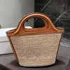 Tropicália Micro Bag Ráfias Tote Bags Tecido Bucket Bolsas Transversais Femininas Luxos Designers Couro Palha Verão Praia Ombro Compras Bolsas de viagem