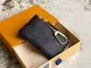 New quality luxury designer purse key pouch wallet genuine leather classic Paris grid small size men women coin chain bags portable zipper purses