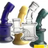 Ny 3,5 tums oljerigg Glas Bong Mini Recycler vattenrör med grönblå gul klar 10 mm 14 mm kvinna för rökning
