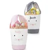 Easter Bunny Bags Barrel Bucket Basket Plaid Patchwork Cartoon Rabbit Ear Bowknot Canvas Tote Bag New Year Gifts Egg Candies Handbag tt0207