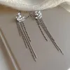 Backs Earrings Fashion Shiny Zircon Moon Star Long Tassel Ear Clip No Piercing Earring Trendy Design Luxury Female Cuff Party Jewelry