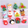 Charms 10 stks schattige kerstserie platte rugcabochon voor haarspeld jewelly diy accessoires versier elanden tree hars charm drop leveren dhta3