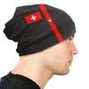 Basker Schweiz flagga mössa mössa unisex vinter varm motorhuv homme stickad hatt cool utomhus skid schweizisk korsskallies mössa hattar