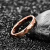 Ringos de cluster tungstênio anel de carboneto de 4 mm de largura martelada em ouro rosa colorido aliança de casamento para mulheres bijoux