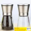 Stainless Steel Manual Salt Pepper Mill Grinder Seasoning Bottle Grinder Glass Kitchen Accessaries Tool