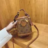 2023 Purses Clearance Outlet Online Sale Bucket New Fashion Women's Printed Hand Trend Foreign Style One-Shulder Cross-Body Cylinder Bag