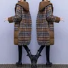 Trenchcoats voor dames Katoenen gewatteerde wollen donsjas Winterkleding Grote maten dameskleding Plaid Wollen patchwork Katoenen vulling