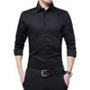 Chemises décontractées pour hommes Chemise habillée formelle Vêtements pour hommes Couleur unie Col rabattu Simple boutonnage Automne Slim Homme Chemise Top Business 230207